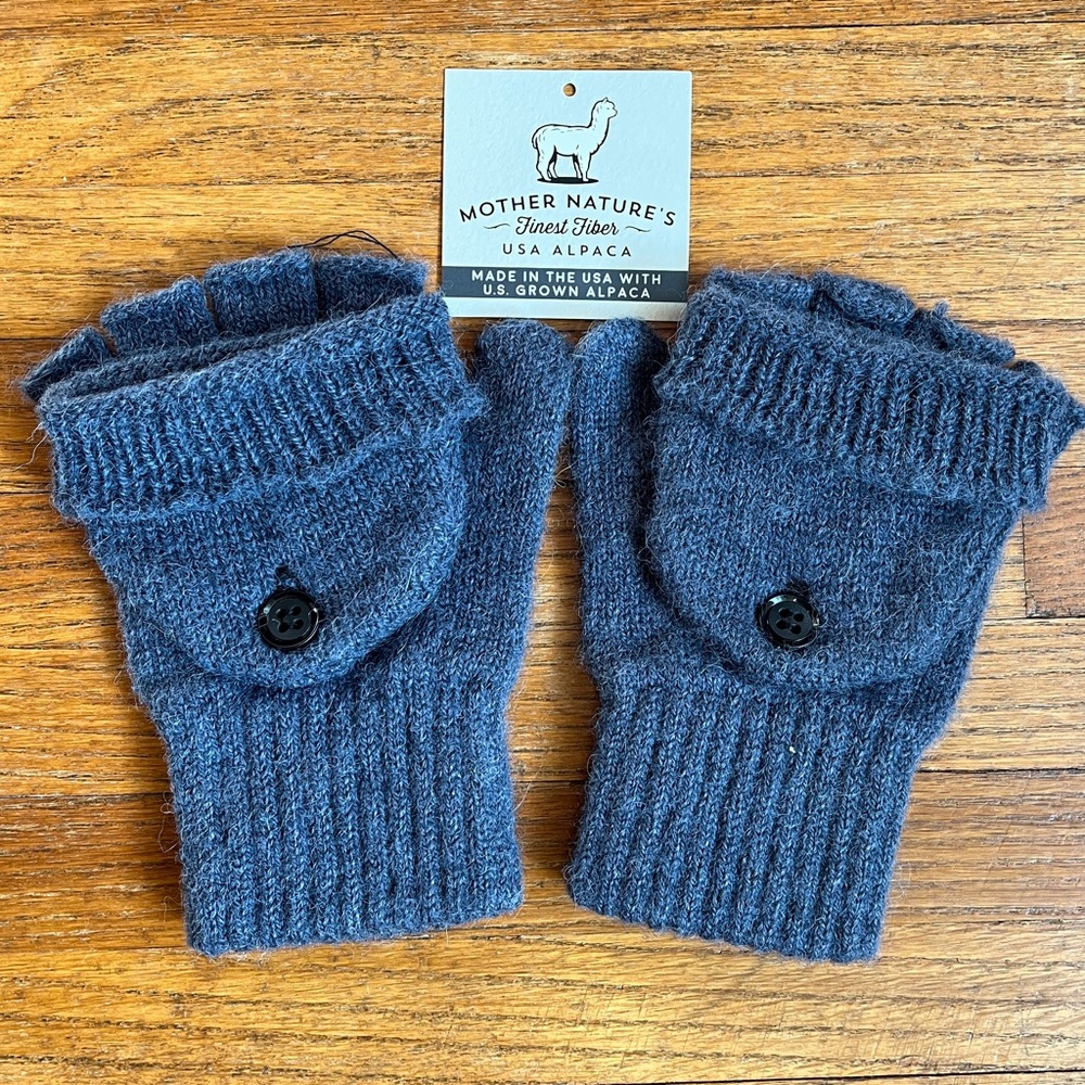 🧤 Alpaca glittens women’s size small denim color
